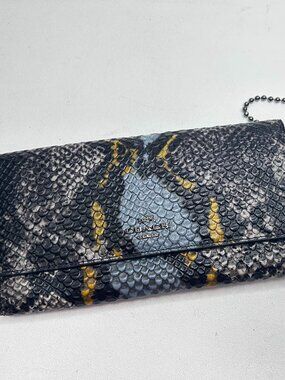 COACH #53760 Slim Envelope Snakeskin Wallet w/Atacched ID Multi Colored Leather